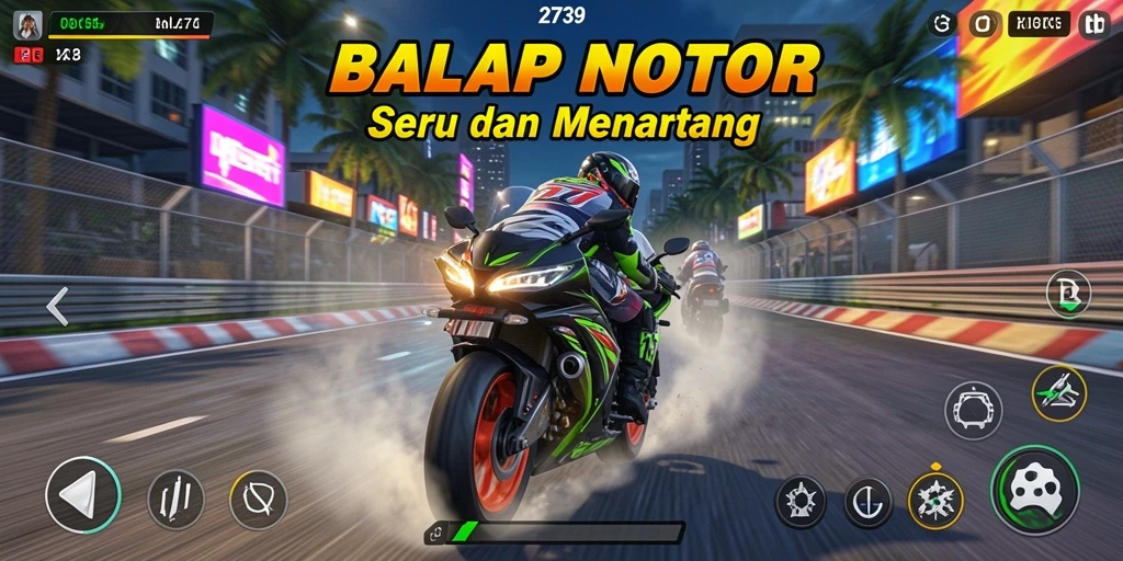 Gameplay seru dalam balapan motor yang penuh tantangan.