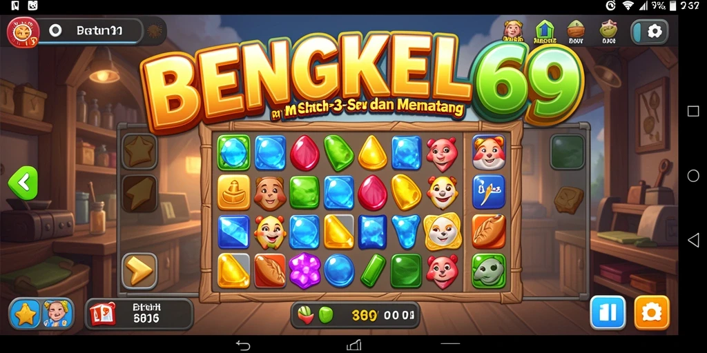 Gameplay Match-3 yang seru di BENGKEL69.