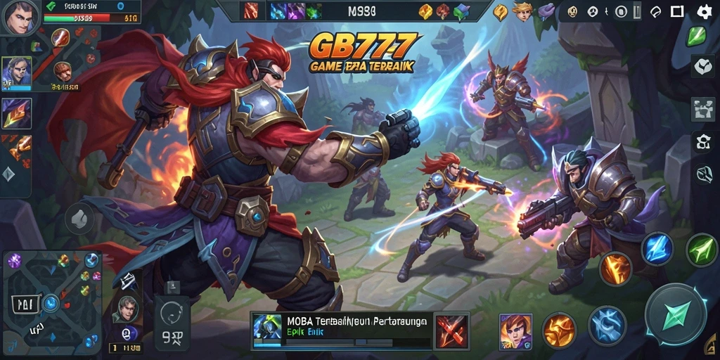 Tampilan gameplay GB777 yang mendebarkan dan penuh aksi MOBA.