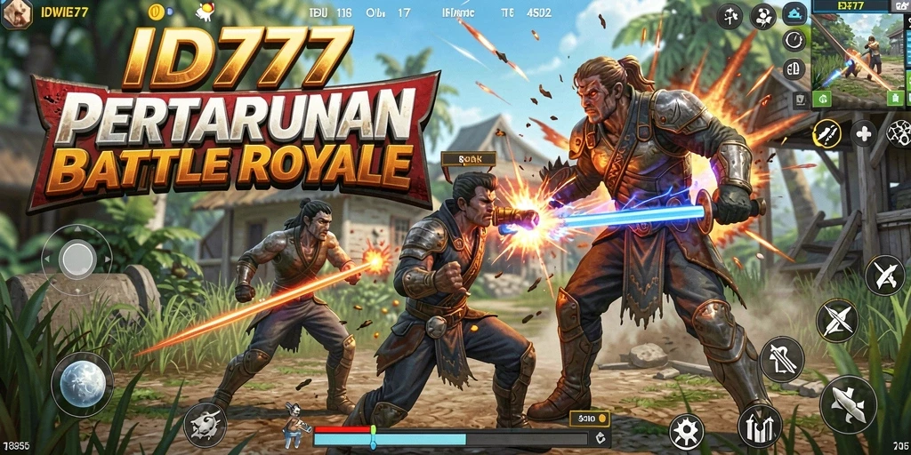 Screenshot gameplay <strong>ID777</strong> menunjukkan aksi Battle Royale yang intens.