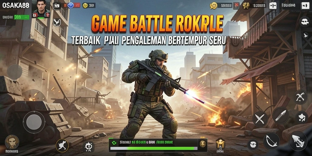 Screenshot gameplay OSAKA88 menampilkan pertarungan seru dalam arena Battle Royale.