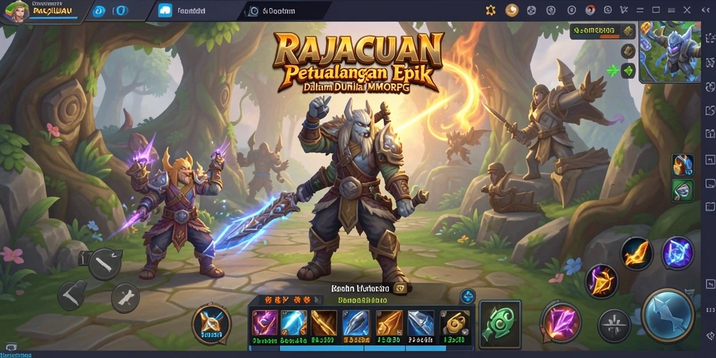 Tangkapan layar menampilkan aksi seru dalam dunia MMORPG RAJACUAN.