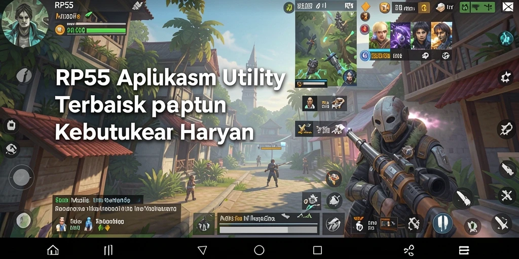 Screenshot utama RP55 menampilkan berbagai fitur aplikasi Utility.