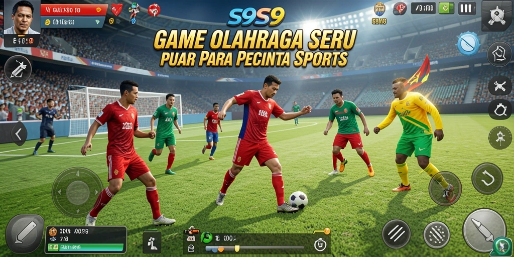 Tangkapan layar utama S9S9 menampilkan aksi seru dalam pertandingan olahraga.