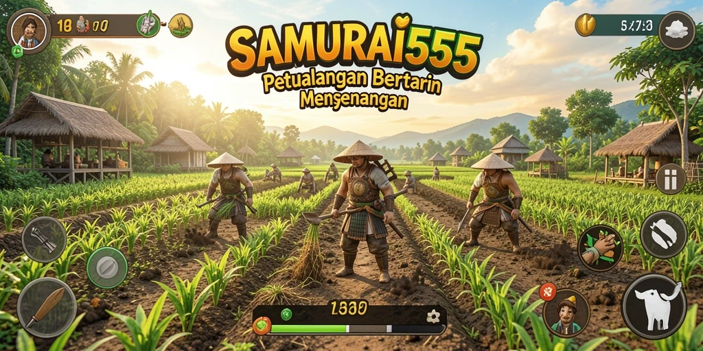 Tangkapan layar menunjukkan aktivitas bertani di SAMURAI555 dengan grafis yang memukau.