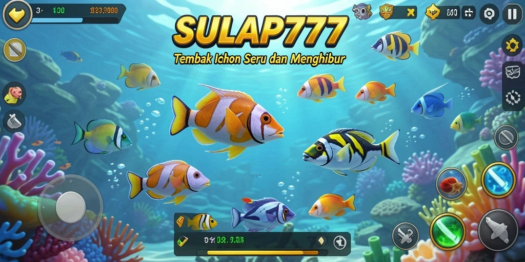 Tampilan gameplay SULAP777 dengan aksi menangkap ikan yang seru.