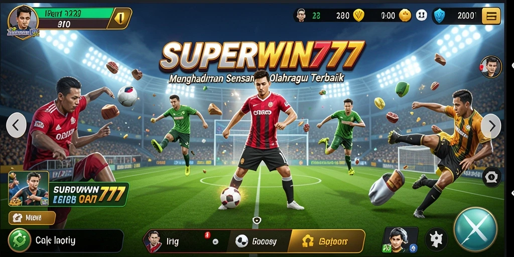 Screenshot SUPERWIN777 menampilkan aksi olahraga yang seru.