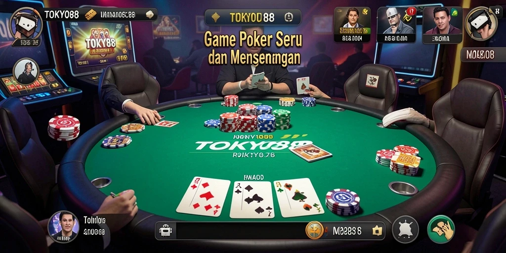 Tampilan gameplay seru dalam TOKYO88 dengan pemain poker lainnya.