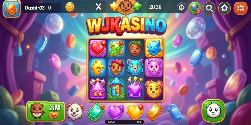 Tampilan gameplay WJKASINO yang menarik dalam genre Match-3.
