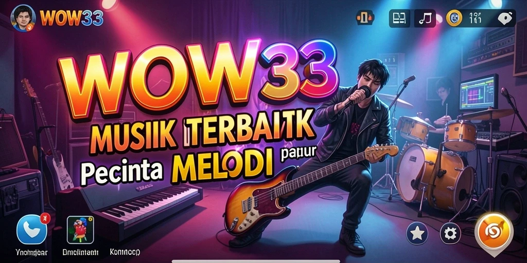 Tampilan gameplay musikal WOW33 yang menakjubkan dan penuh warna.