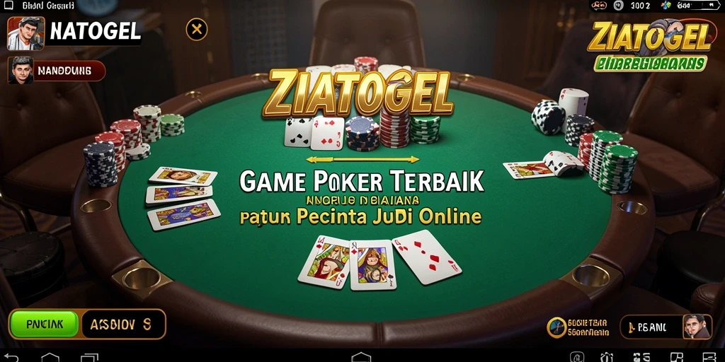 Tampilan screenshot utama ZIATOGEL menampilkan aksi seru permainan Poker.